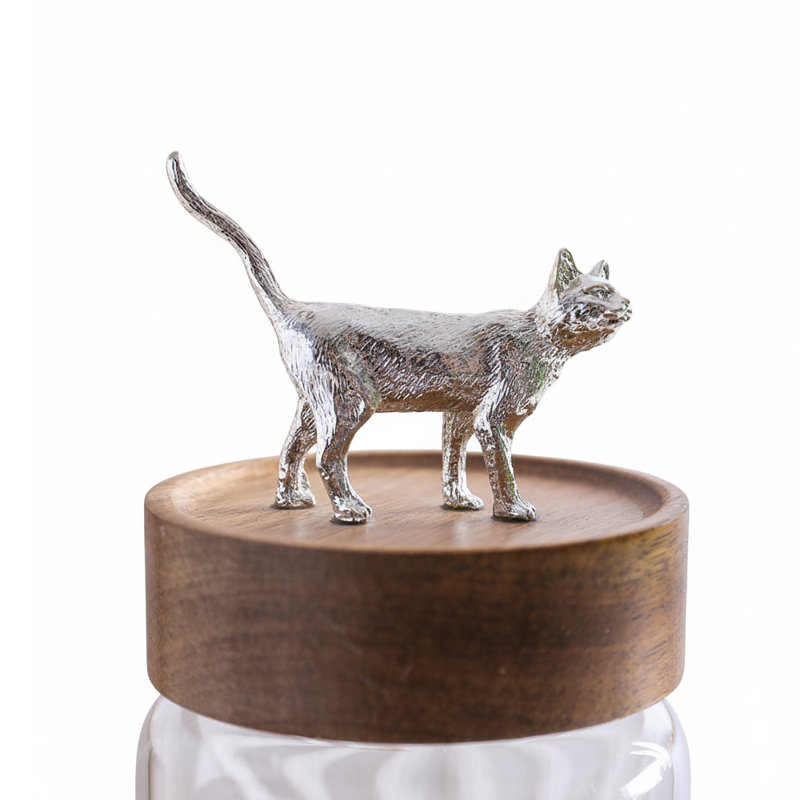 Pot de rangement argent en forme de pingouin et de chat animal en verre (ensemble de 3)