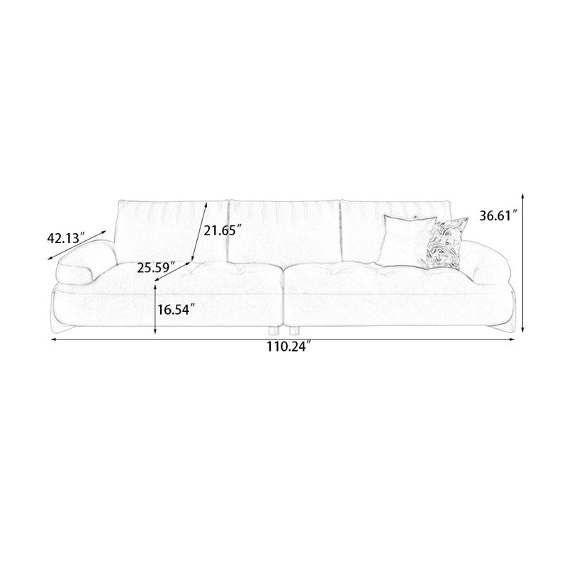 Coussin modulaire en mélange de polyester blanc, 4, 36,61 po x l 110,24 po x P 42,13 po
