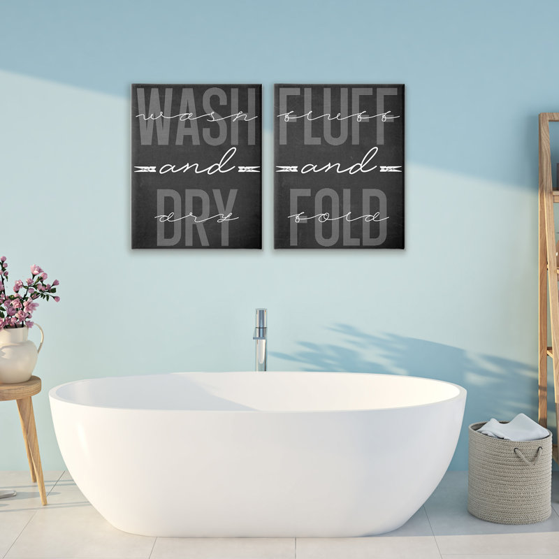 Laundry Words in Black 2pc Canvas Set, design by Marcus Prime
