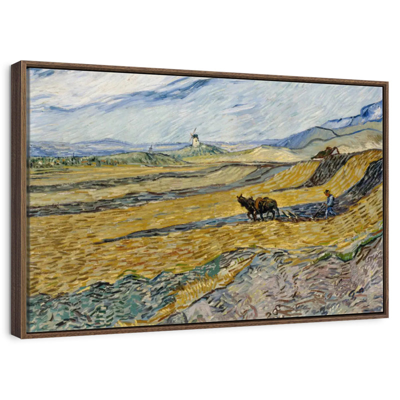 Terrain clos avec charrue, 37 po x 25 po, Cadre flottant noyer