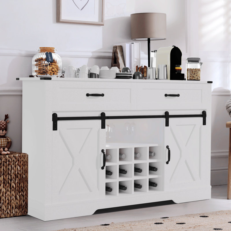 Buffet 51,97 po Carpi, armoire buffet, crédence , Blanc / Chêne