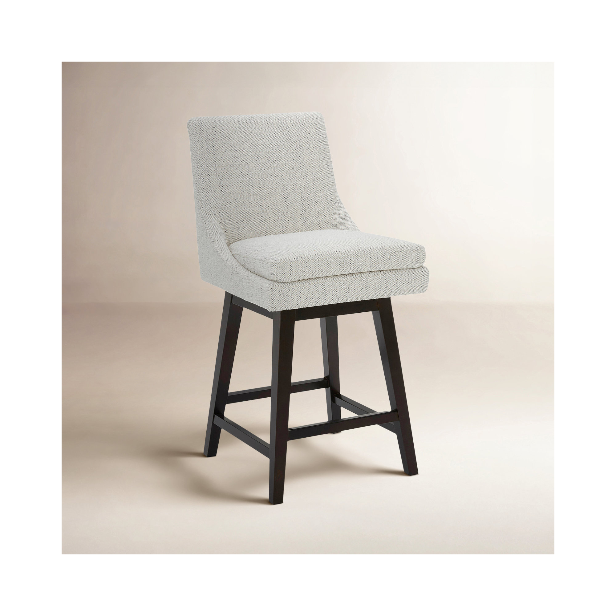 Zahara Upholstered Swivel Counter Stool, Counter Stool (26” Seat Height), Prestige Ivory Basketweave/Brown