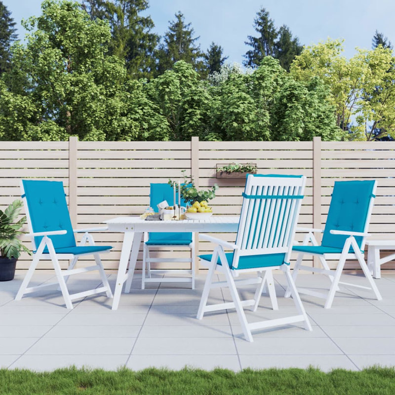 Highback Chair Cushion Set of 4 Blue 100 Percent Polyester Outdoor Seating Cushions, 47.2" H x 19.7" W x 1.2" D, Blue