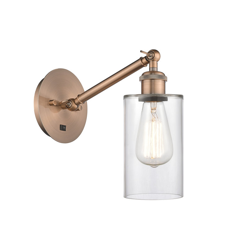 Shauna Armed Sconce, LED, Clear, Antique Copper