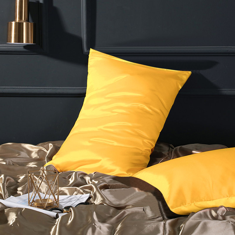 Pillowcases, Satin Luxurious Pillowcases with Envelope Closure - NTBAY, Standard, Yellow