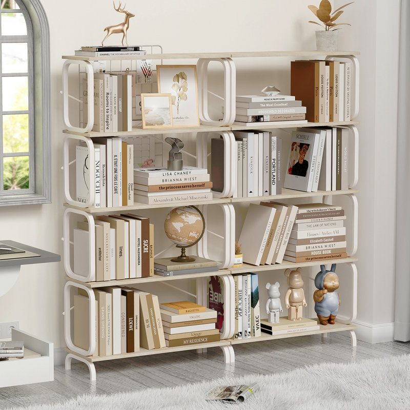 Grande bibliothèque à 5 niveaux, bibliothèque ouverte pour bureau à domicile, tablettes de salon, tablette de bureau, bibliothèque de style industriel rétro avec structure en métal