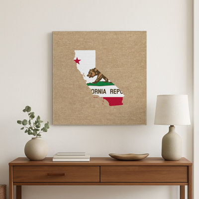California State Flag Map — Square Metal Wall Art