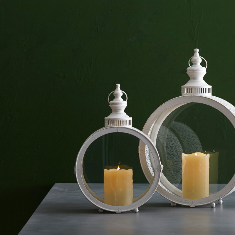 Tabletop Lantern, 17.5" H x 5.5" W x 12" D, White
