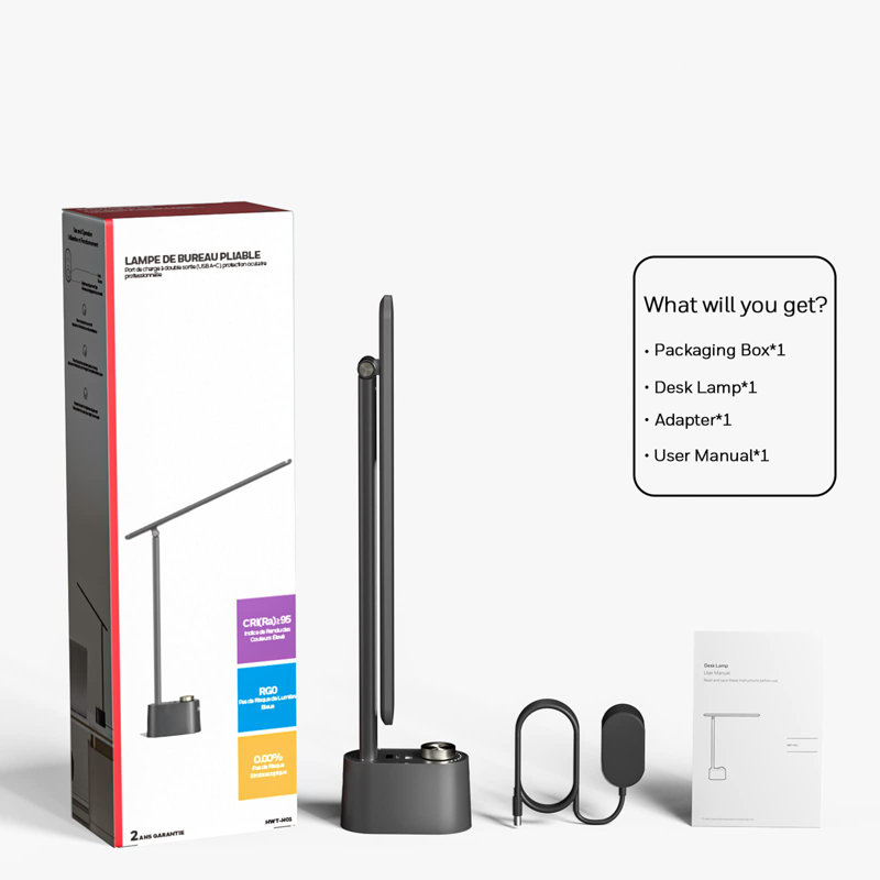 LED Desk Lamp with USB Charging Port, Black