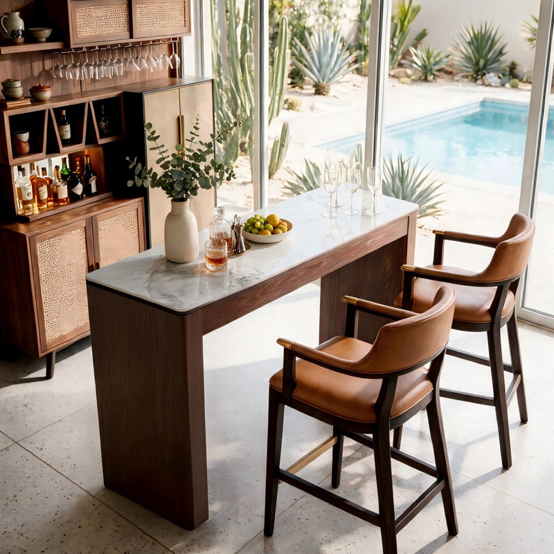63 " L Solid Wood Home Bar