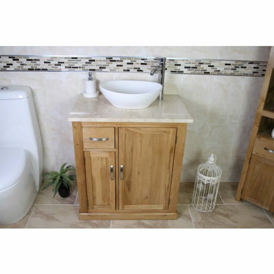 Deguzman 750 mm Freestanding Single Vanity with Vessel Ceramic Basin