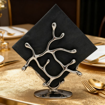 Porte-serviette en acier inoxydable avec motif corail, décoration de table élégante pour la cuisine et la salle à manger, distributeur de serviettes fonctionnel pour le déjeuner et le dîner