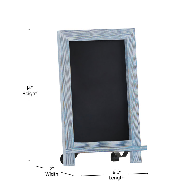 Millworks Tabletop or Wall Mount Magnetic Chalkboards, Rustic Blue, 14" x 9.5"