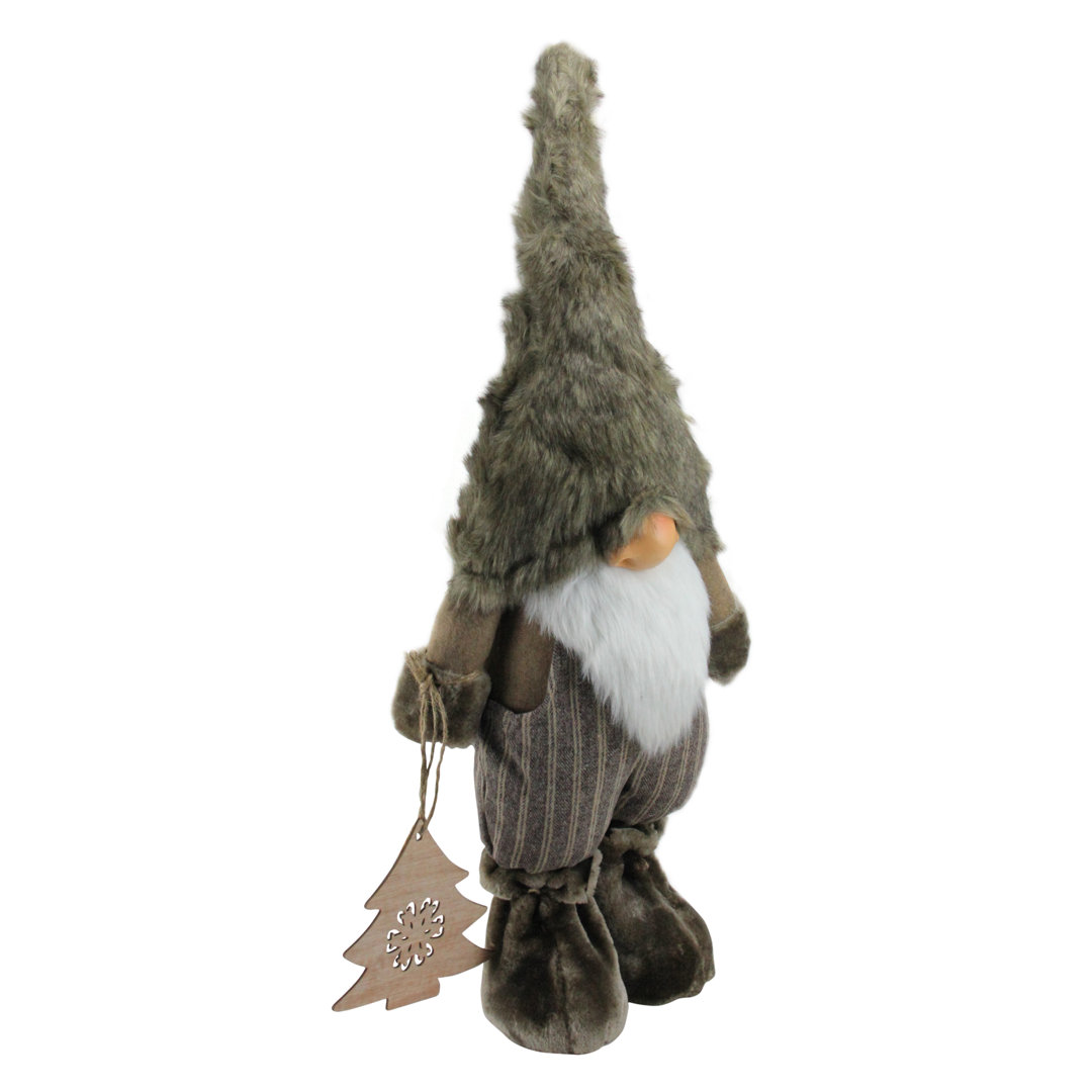 33" Brown and White Woodland Gnome with Striped Pants Christmas Figurine The Holiday Aisle®