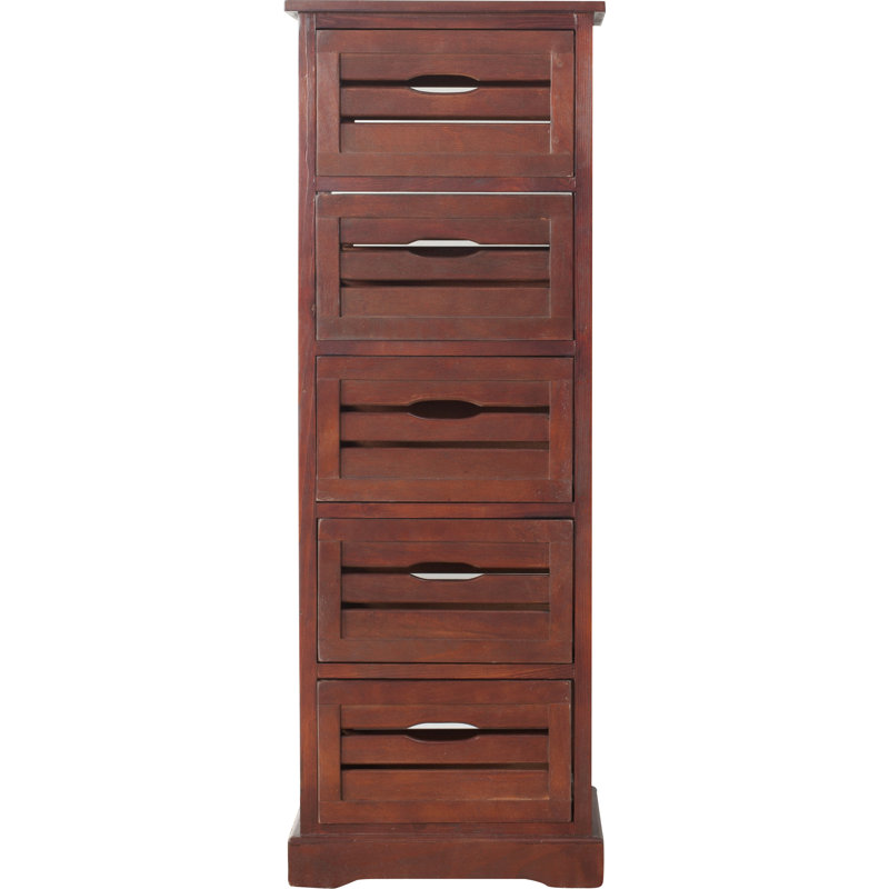 Commode 5 tiroirs Aliaya, Cerisier foncé