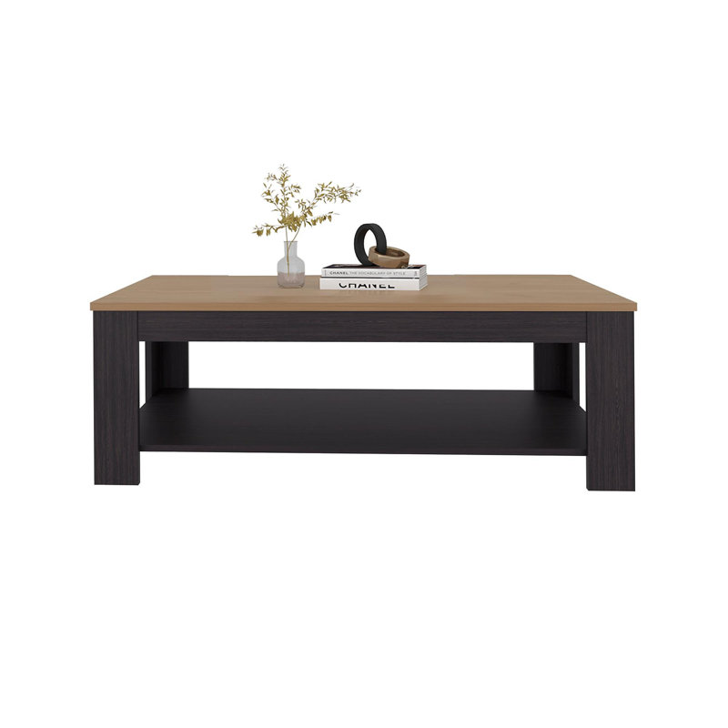 Wenge And Natural Oak Rectangular Coffee Table With Lower Shelf