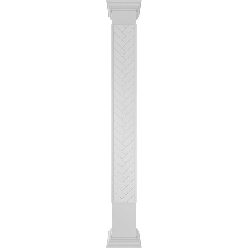 Craftsman Classic Herringbone Modern Square Non-Tapered with Crown Capital & Crown, H 108 po x l 9,625 po x P 9,625 po