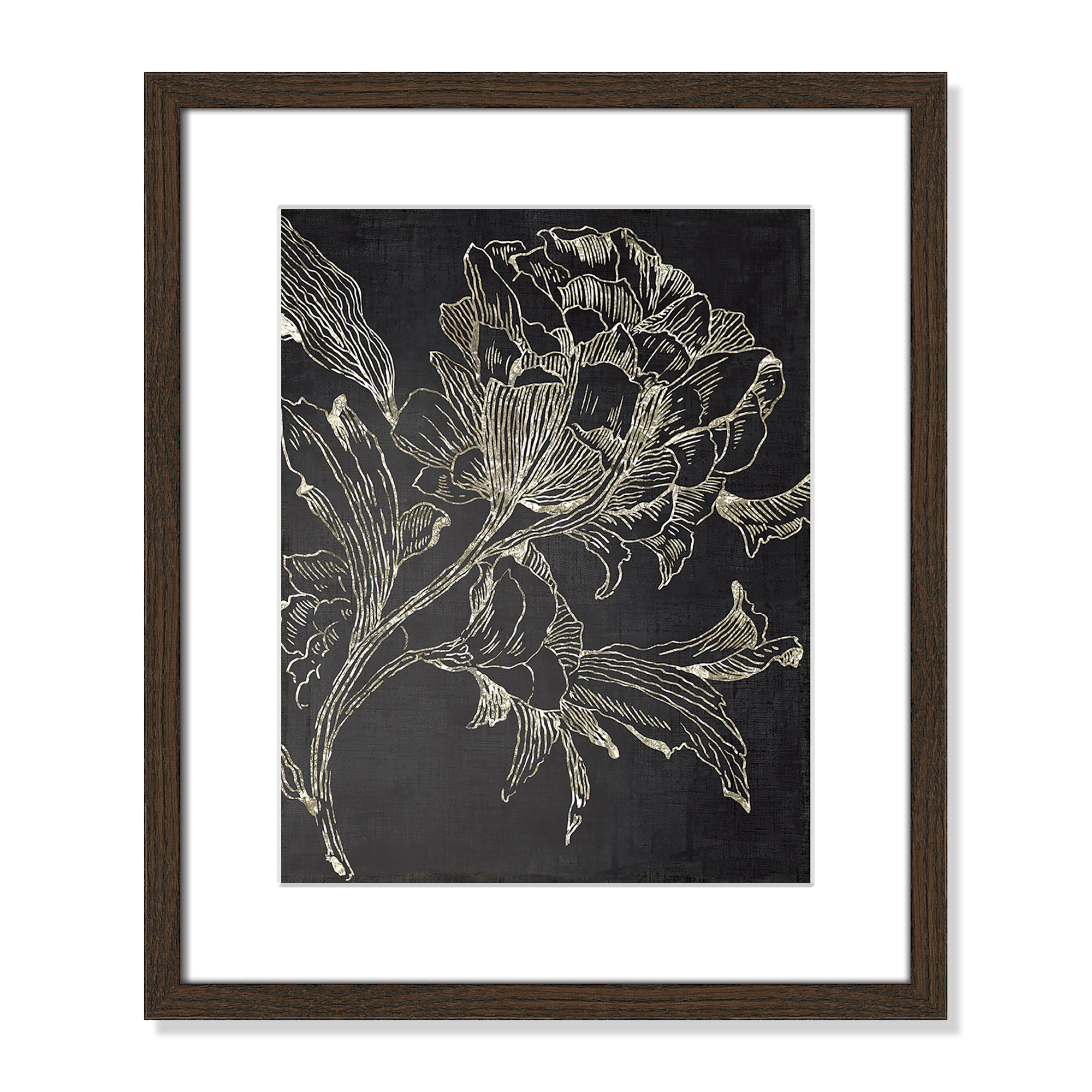Golden Flower Folklore I by Asia Jensen - Picture Frame Graphic Art Print, Walnut Framed, 19" H x 16" W
