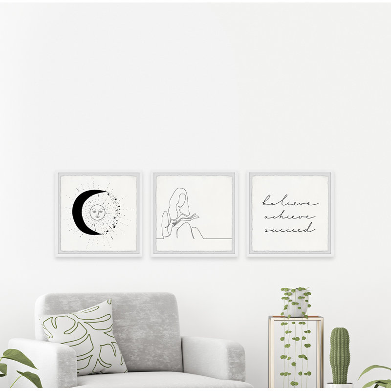 Stepas Believe and Succe par Marmont Hill - Ensemble de 3 encadrements d'art textuel, H 24 po x l 24 po