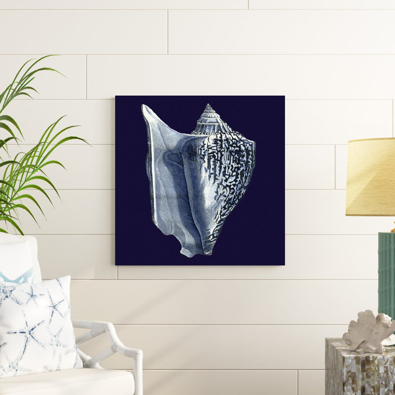 Y SE PAPER Indigo Shells I, H 30 po x l 30 po x P 1,25 po, Non, Toile tendue
