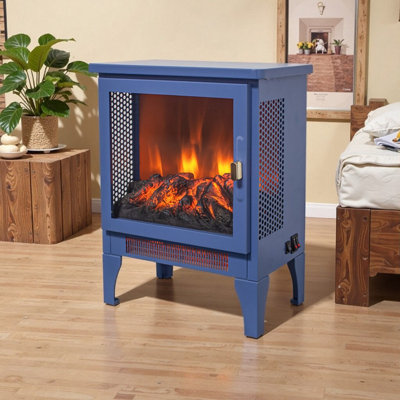 Afore 17-inch Freestanding Electric Fireplace Stove Heater Black Tempered Glass Design For Home Office Décor
