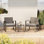 Ensemble 3 pièces de chaises berçantes d'extérieur avec coussins, ensemble de conversation de patio avec table basse