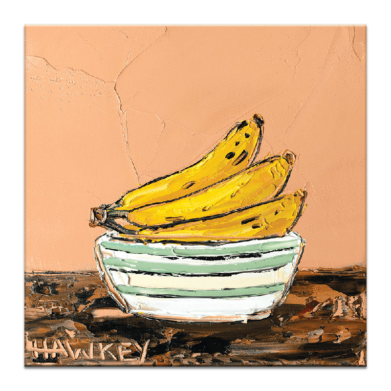 Cool Bananas by Angela Hawkey - Painting, Wrapped Canvas, 41cm H x 41cm W x 3cm D