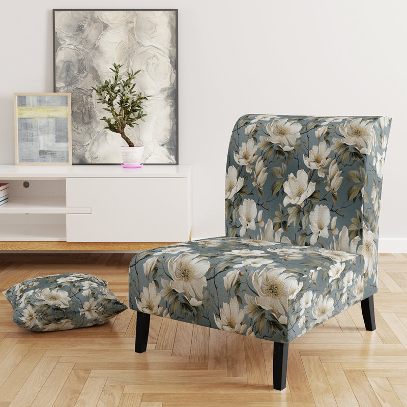 Rustic Victorian Brocade Victorian Pattern - Upholstered Floral Accent Chair Cottage Side Chair
