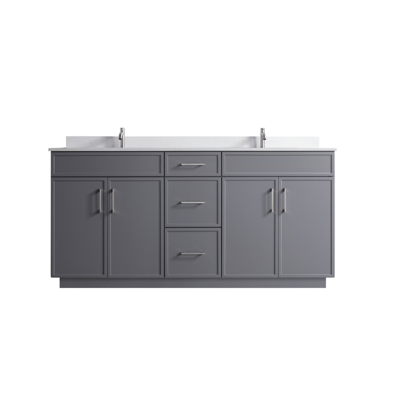 Base de meuble-lavabo double 72 po 72 po, Gris