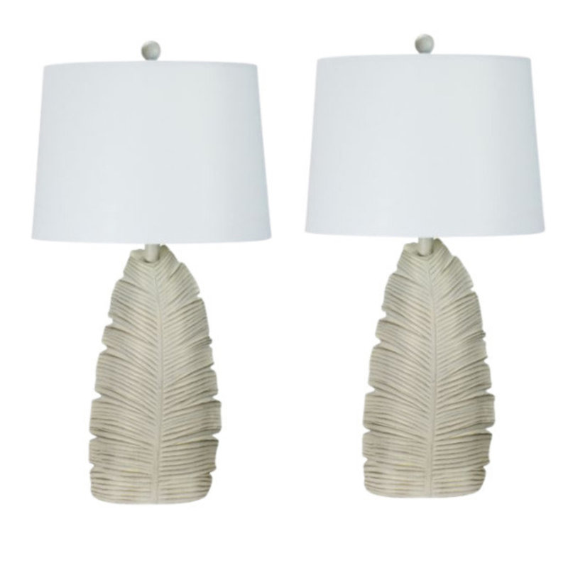 Refton Resin Table Lamp, 28" H x 14" W x 14" D, Casual White
