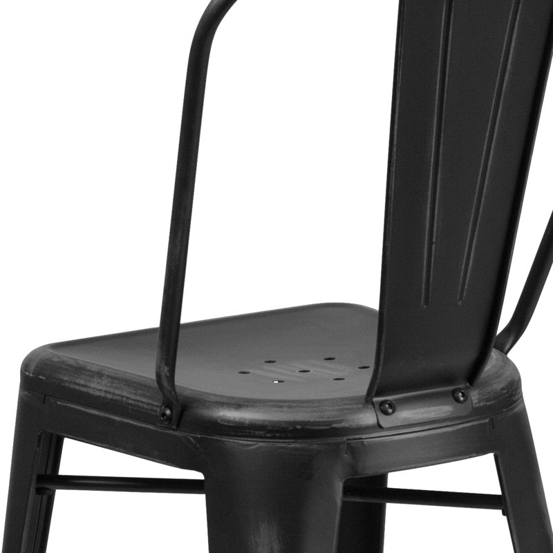 Tabouret de bar Iddings, Noir patiné, 1, Tabouret de comptoir (siège d'une hauteur de 24 p