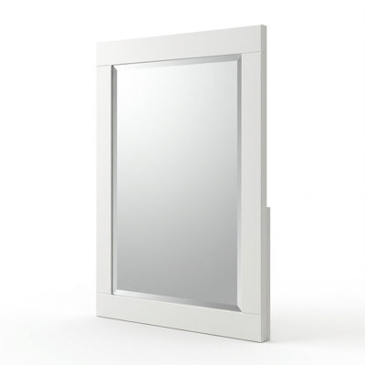Miroir rectangulaire contemporain Prophyrios blanc brillant, 70,8 cm (L) x 107,8 cm (H), encadré de bois