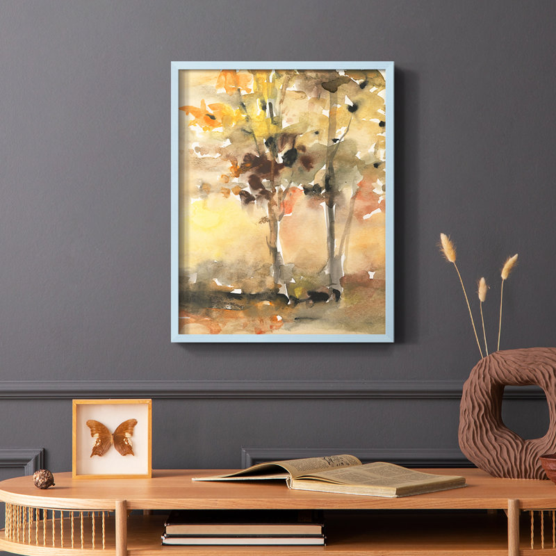 «Fall Foliage Watercolor II», reproduction encadrée - bois massif, Noir, H 28 po x l 22 po