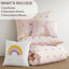 5Pcs Full/Queen Cotton Comforter With Accents, Filling, - , Machine Washable, Includes Comforter, Shams And Embroidered Rainbow Decor Pillows , Design, Ruching Decorative Embroidery-120954356