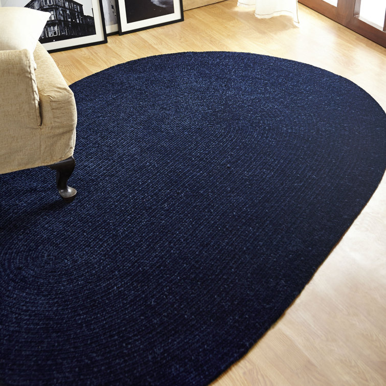 Ormiston Polyester Chenille Braided Area Rug - Navy