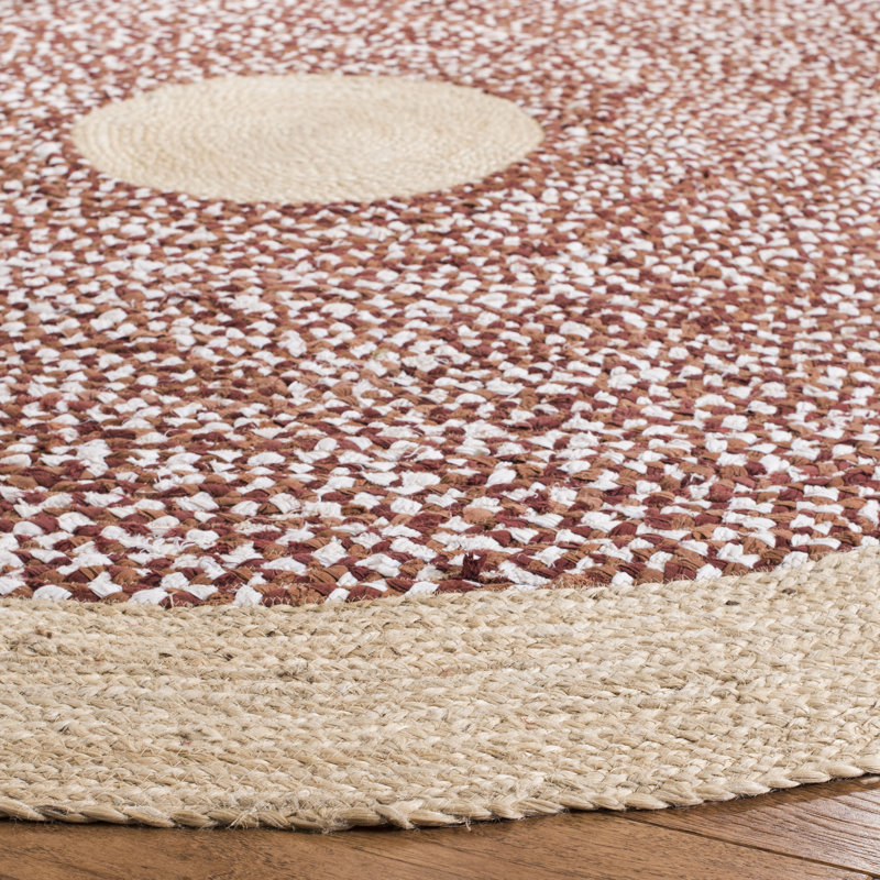 Tapis en jute de coton tissé à la main Abhay, Rond 3 pi