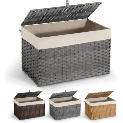 Panier à linge en rotin CAPHAUS, capacité 65L-160L, sacs doublure amovibles, 3 couleurs