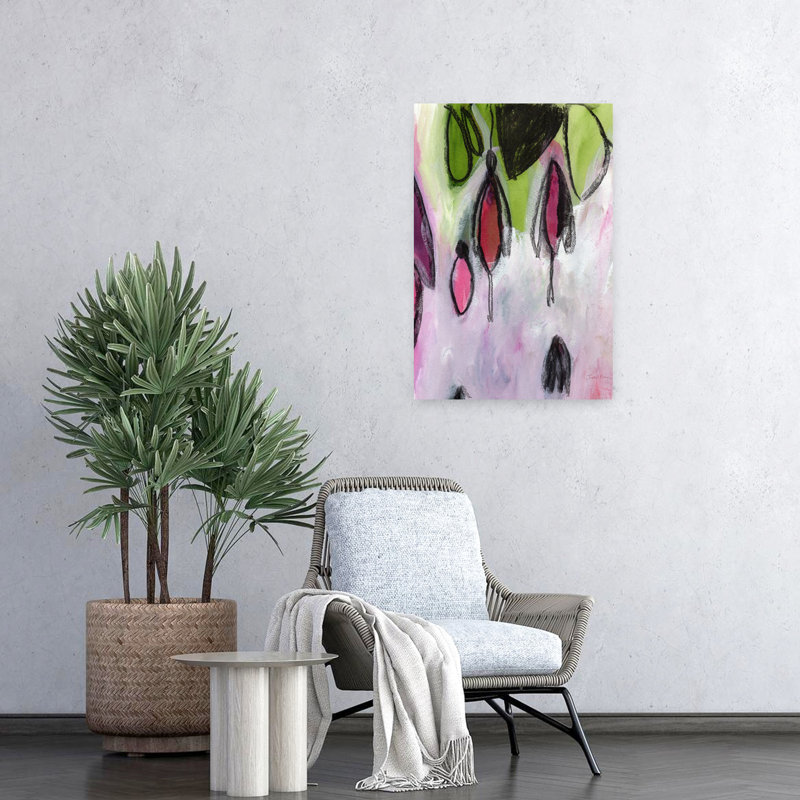 «Vibrant Floral Abstraction», art contemporain coloré, paysage contemporain, 24" H x 16" W