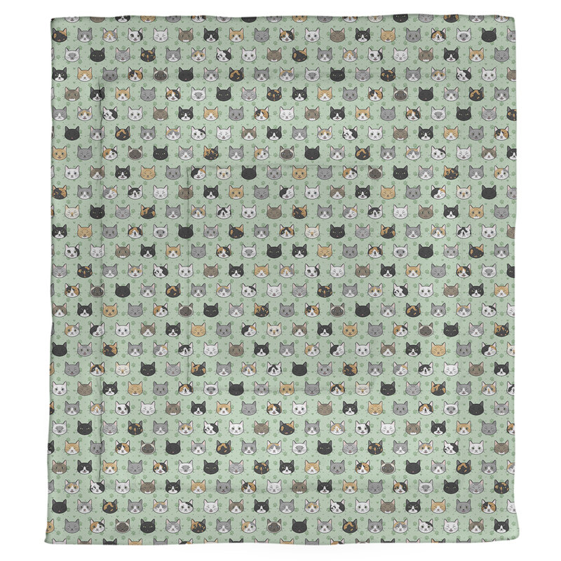 Grand confort réversible pour chat simple kitty Katelyn  Elizabeth, Édredon très grand, Vert