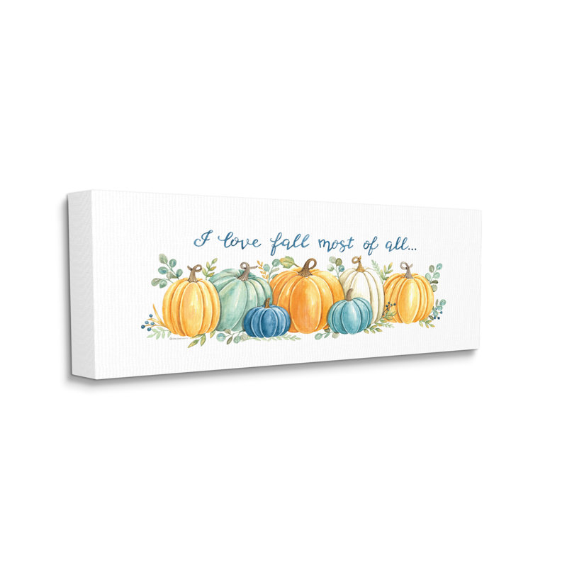 «Love Fall Most All All Assorted Harvest Pumpkins», estampe numérique encadrée noire de Deb Strain, Toile tendue