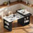 Kitchen Island With Extendable Dining Table, Double-sided Storage, 2 Drawers, Power Outlet And Side Open Shelves-1938193690