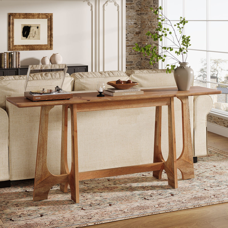 63'' Console Table with Geometric Solid Wood Frame