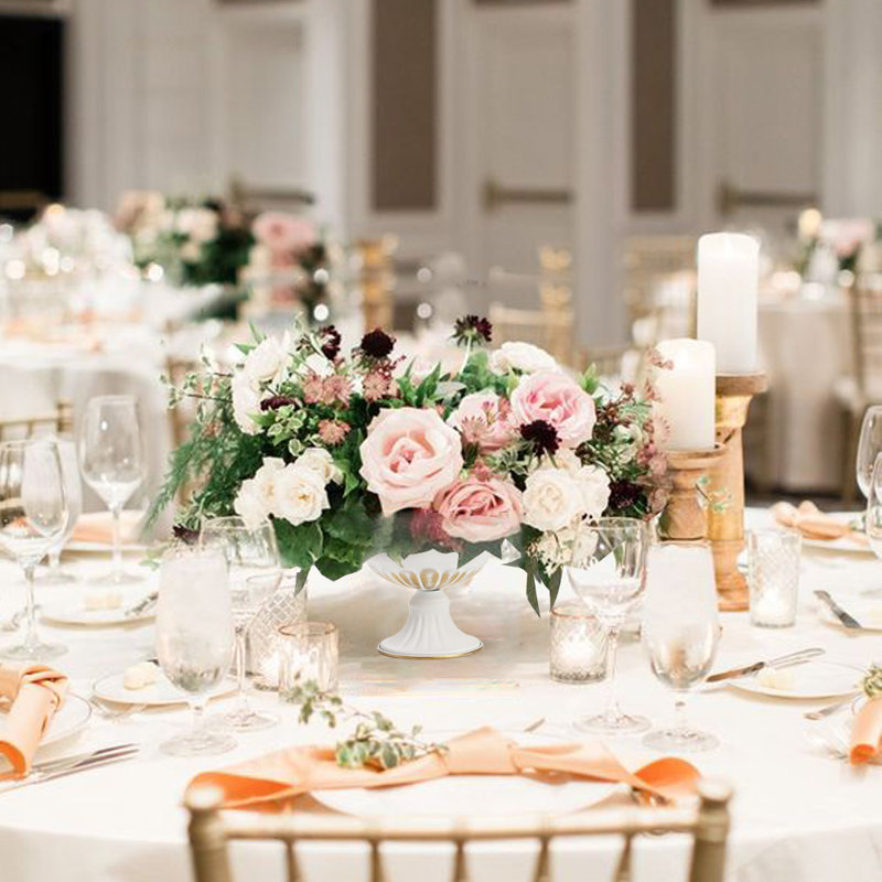 Vase de centre de mariage blanc élégant, 4