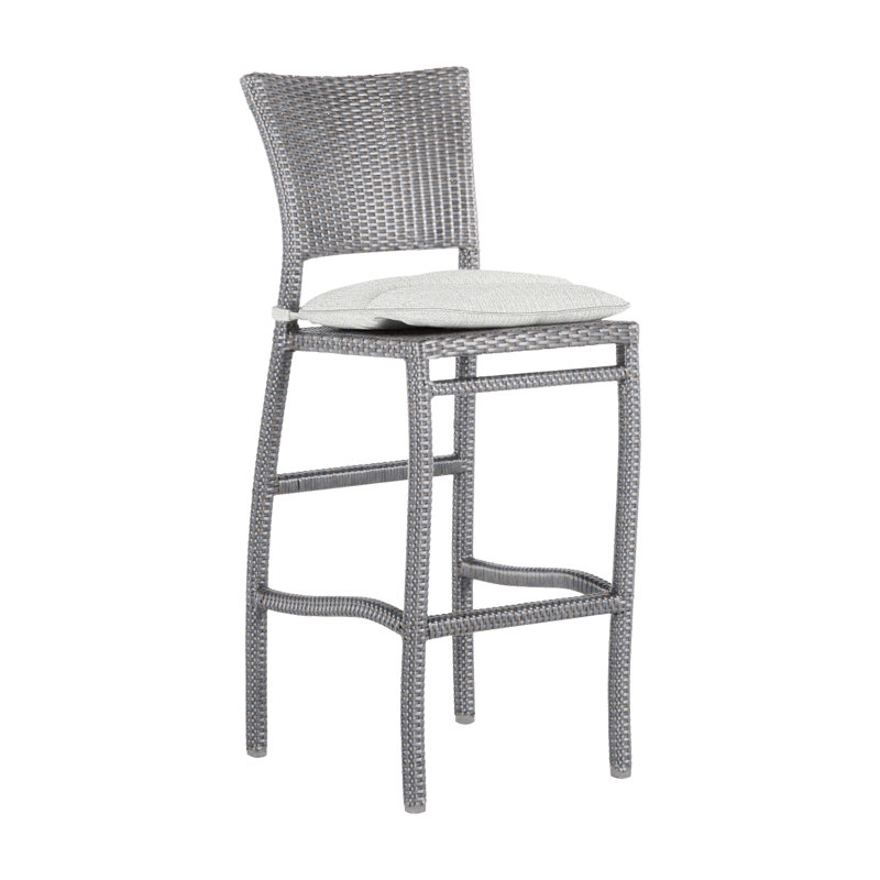 Tabouret de bar extérieur en résine tressée 30 po Skye, Huître, Welt, Bali perle