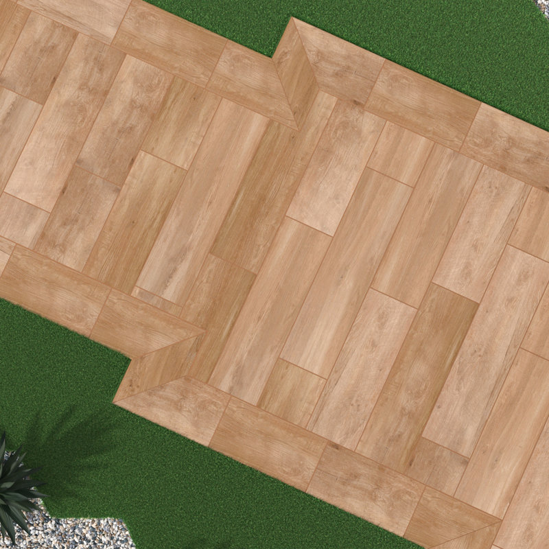 Duravia 12 in. x 48 in. x 0.79 in. Matte Porcelain Stone Look Paver (8 sq. ft./unit, 2 Pieces), Briar Chestnut