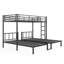 Lit superposé simple simple au-dessus de simple et simple TG pour 3 personnes avec structure robuste, conception peu encombrante, noir-1321436732