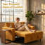 Canapé-lit modulaire 2 places 58,1 po | Canapé-lit convertible 2-en-1 avec rangement intégré pour petits espaces, appartements et studios-1385596007