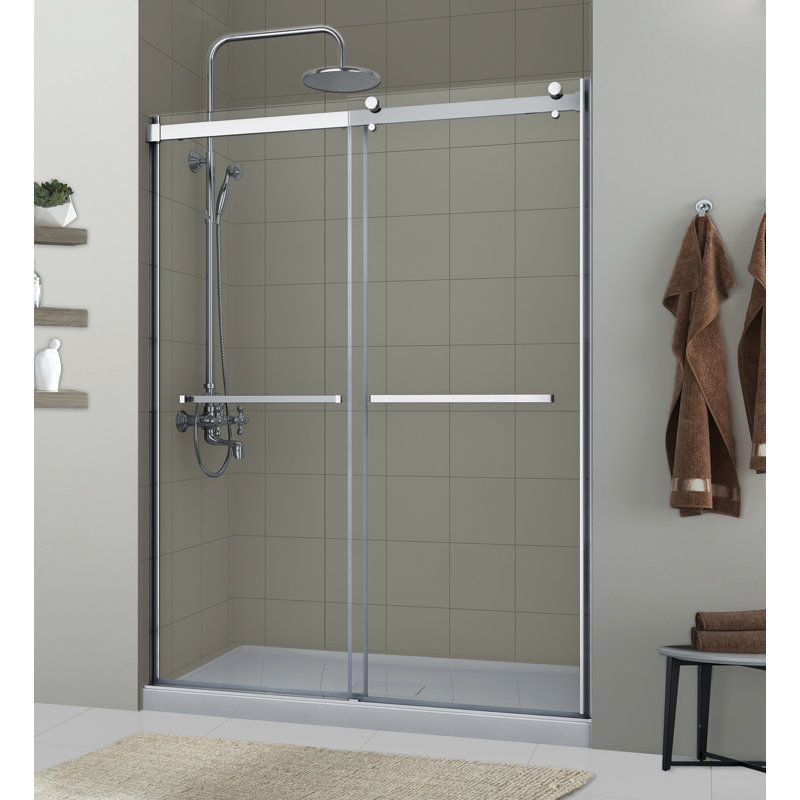 43" - 47'' W x 76'' H Double Sliding Frameless Shower Door, Silver