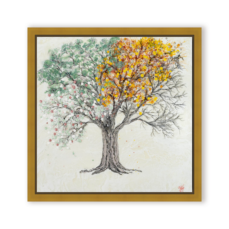 Nature Inspired "Changing Seasons" Canvas Wall Art By , 12" H x 12" W, Framed Canvas, Brown