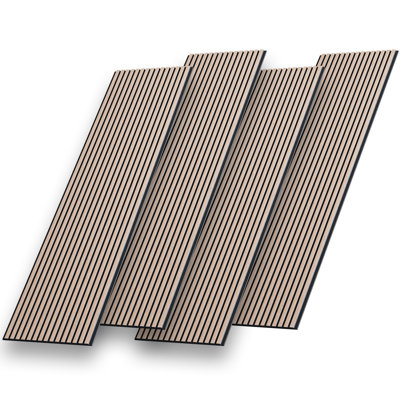 4pcs x 23.6" x 94" 3d Acoustic/ Soundproof Wood Slat Wall Paneling, Walnut Sound Absorbing Panel for Ceiling and Wall(4 Pack/ 61.63 sq.ft.)